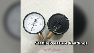 4" 100 मिमी काला स्टील केस, पीतल के आंतरिक भाग और धागा, 0~1.6MPa.M20*1.5 डायल वर्टिकल।