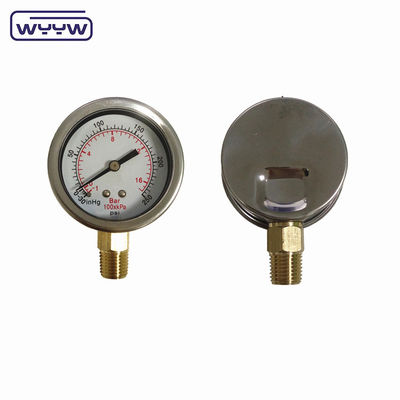 वैक्यूम प्रेशर गेज 50 मिमी कंपाउंड गेज -30inhg+250psi -1+16bar