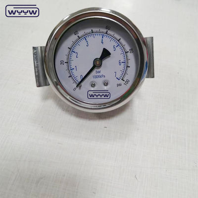 स्टेनलेस स्टील औद्योगिक हाइड्रोलिक तरल भरा दबाव मानोमीटर क्लैंप 1500psi दबाव गेज के साथ