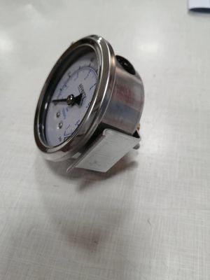 स्टेनलेस स्टील औद्योगिक हाइड्रोलिक तरल भरा दबाव मानोमीटर क्लैंप 1500psi दबाव गेज के साथ