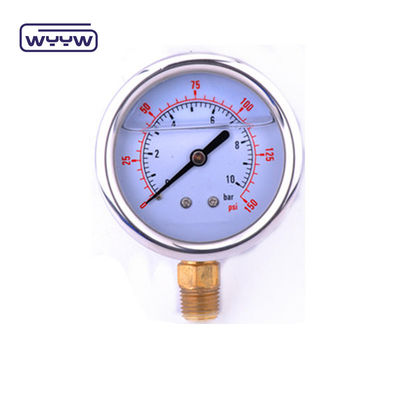 EN837-1 ग्लिसरीन 63mm 1psi 0- 600 Psi Npt 1/4 तेल से भरा प्रेशर गेज