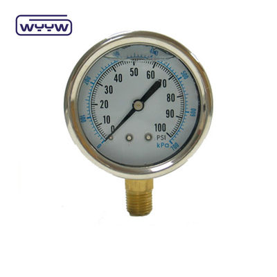 EN837-1 ग्लिसरीन 63mm 1psi 0- 600 Psi Npt 1/4 तेल से भरा प्रेशर गेज
