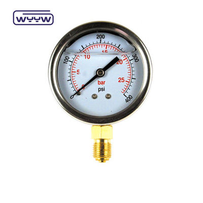 EN837-1 ग्लिसरीन 63mm 1psi 0- 600 Psi Npt 1/4 तेल से भरा प्रेशर गेज