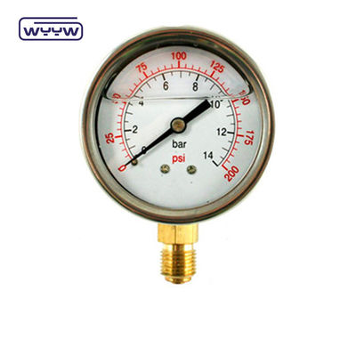 EN837-1 ग्लिसरीन 63mm 1psi 0- 600 Psi Npt 1/4 तेल से भरा प्रेशर गेज