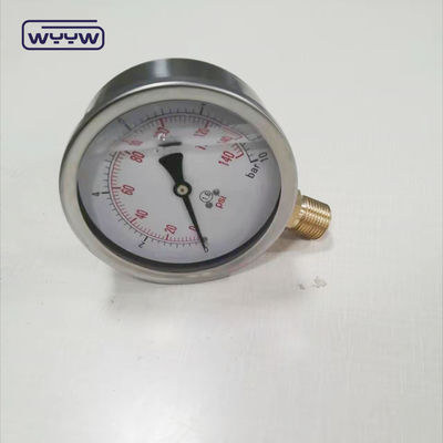0-250psi तल तेल से भरा गंदगी पंप पीतल आंतरिक के साथ हाइड्रोलिक दबाव गेज