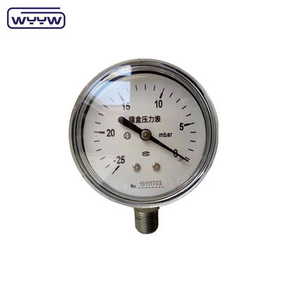 MMWC &amp; Mbar 63mm कैप्सूल दबाव गेज मैनोमीटर स्टेनलेस स्टील सामग्री