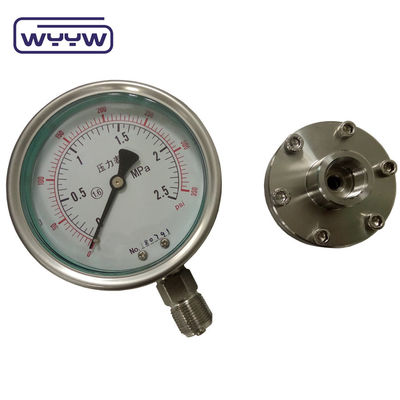 OEM ODM डायफ्राम प्रेशर गेज SS316 कोटेड PTFE हाई प्रेशर गेज