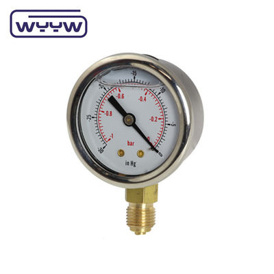 SS304 केस कंपाउंड गेज प्रेशर गेज रेडियल दिशा -1-1bar -15-15psi 100mm तेल भरना