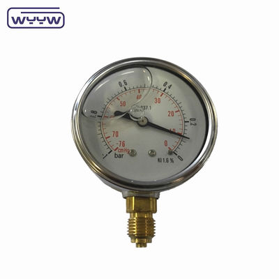 SS304 केस कंपाउंड गेज प्रेशर गेज रेडियल दिशा -1-1bar -15-15psi 100mm तेल भरना