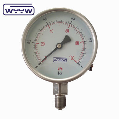 100mm SS304 स्टेनलेस स्टील प्रेशर गेज हाइड्रोलिक प्रेशर गेज मैनोमीटर