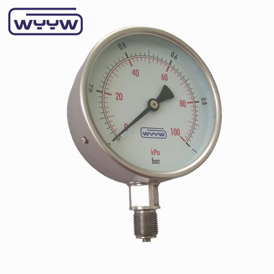100mm SS304 स्टेनलेस स्टील प्रेशर गेज हाइड्रोलिक प्रेशर गेज मैनोमीटर