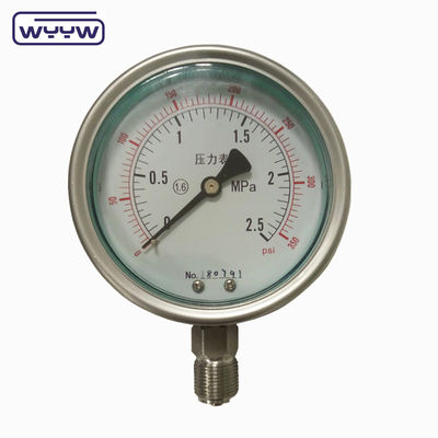 100mm 4 इंच kgf/cm2 psi डबल स्केल सभी स्टेनलेस स्टील तेल दबाव मैनोमीटर निर्माता चीन में