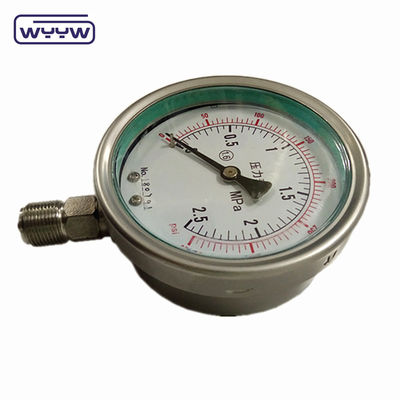 100mm 4 इंच kgf/cm2 psi डबल स्केल सभी स्टेनलेस स्टील तेल दबाव मैनोमीटर निर्माता चीन में
