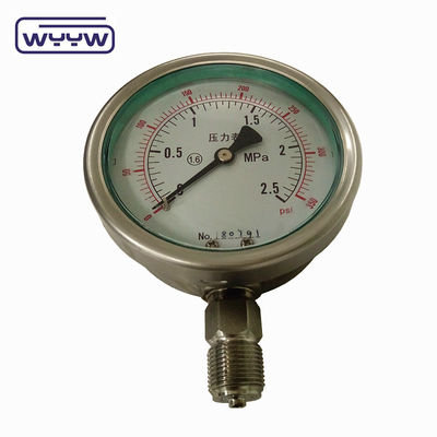 100mm 4 इंच kgf/cm2 psi डबल स्केल सभी स्टेनलेस स्टील तेल दबाव मैनोमीटर निर्माता चीन में