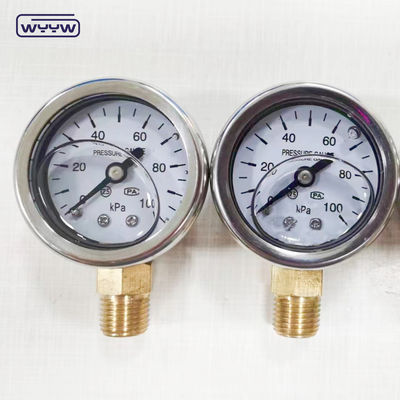 1.5&quot; 40 मिमी ग्लिसरीन से भरा प्रेशर गेज मानोमीटर 100kpa नीचे कनेक्शन