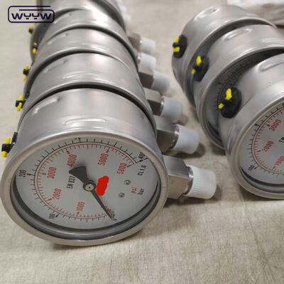 औद्योगिक अनुप्रयोगों के लिए 100 मिमी डायल और बॉटम माउंट के साथ सिलिकॉन ग्लिसरीन भरा बेज़ल रिंग प्रेशर गेज