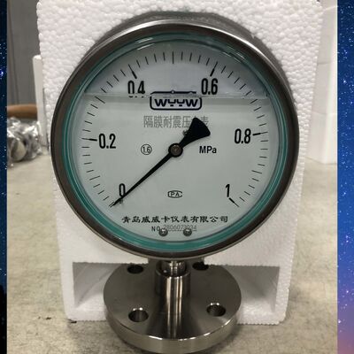 6-इंच 150 मिमी सैनिटरी दबाव मापने वाला फ्लैंज के साथ ∙ 0-1MPa रेंज ∙ कंपन प्रतिरोधी डायफ्राम डिजाइन