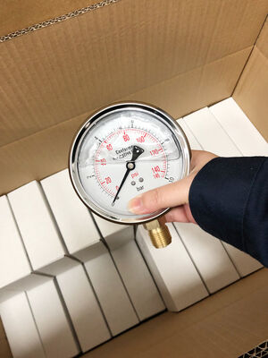 डुअल स्केल और 1.6% सटीकता के साथ प्रीमियम स्टेनलेस स्टील लिक्विड फिल्ड प्रेशर गेज